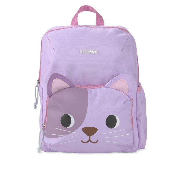 Skip Hop Besties Squad Kot – plecak dla dziecka od 3 lat mieszczący format A4, z regulowanymi szelkami i kieszeniami na bidon, idealny do przedszkola.