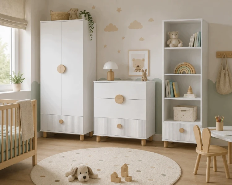 Szafa dwudrzwiowa LOFT z szufladą – Garderoba 186 cm - Biała
