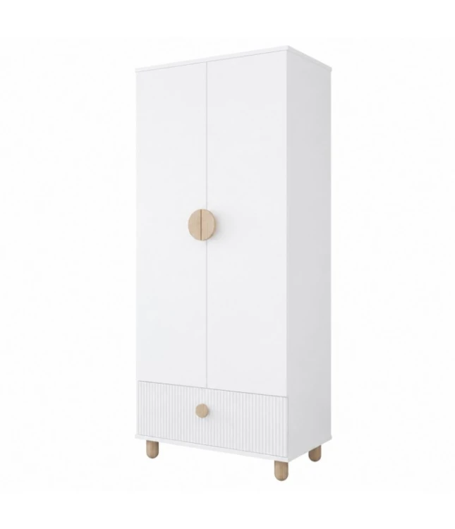 Szafa dwudrzwiowa LOFT z szufladą – Garderoba 186 cm - Biała