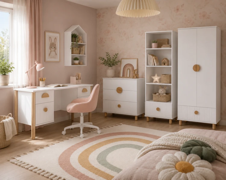 białe biurko szkolne z szufladami LOFT