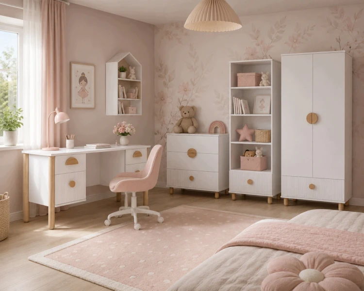 białe biurko szkolne z szufladami LOFT