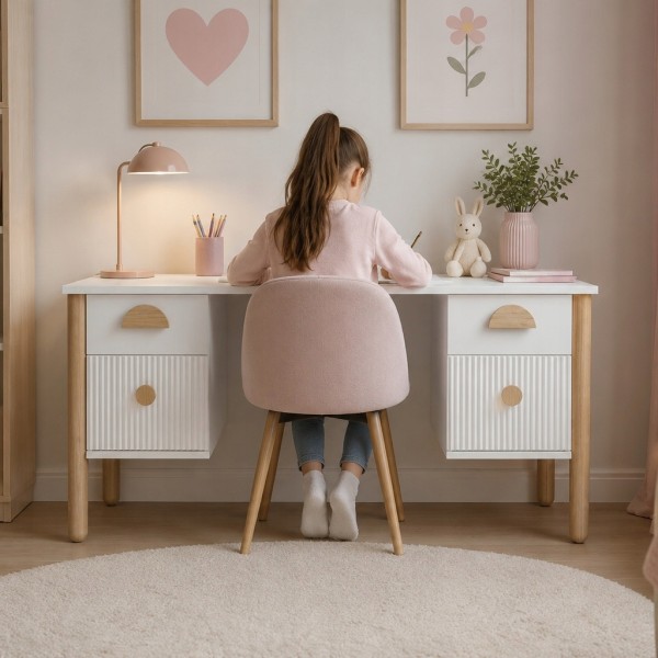 białe biurko szkolne z szufladami LOFT
