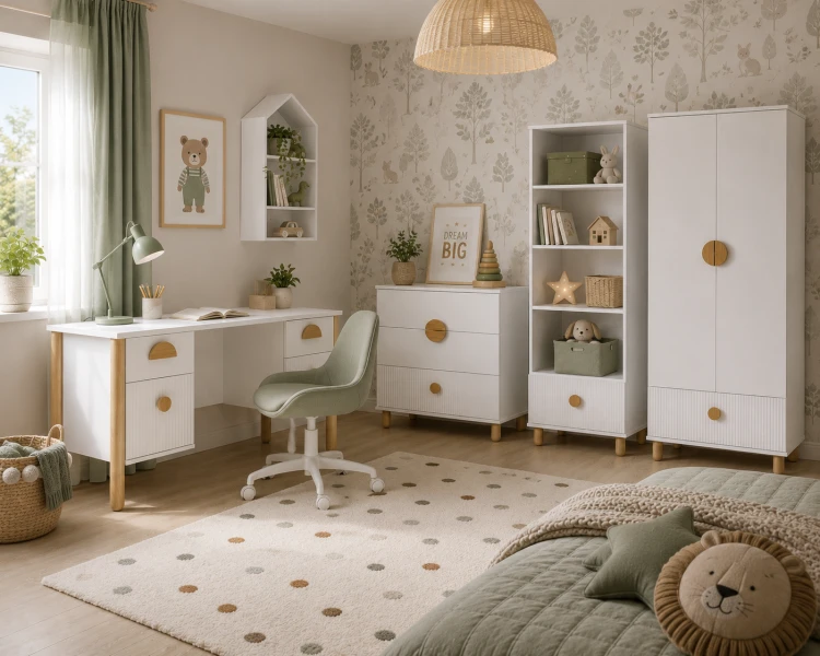 białe biurko szkolne z szufladami LOFT