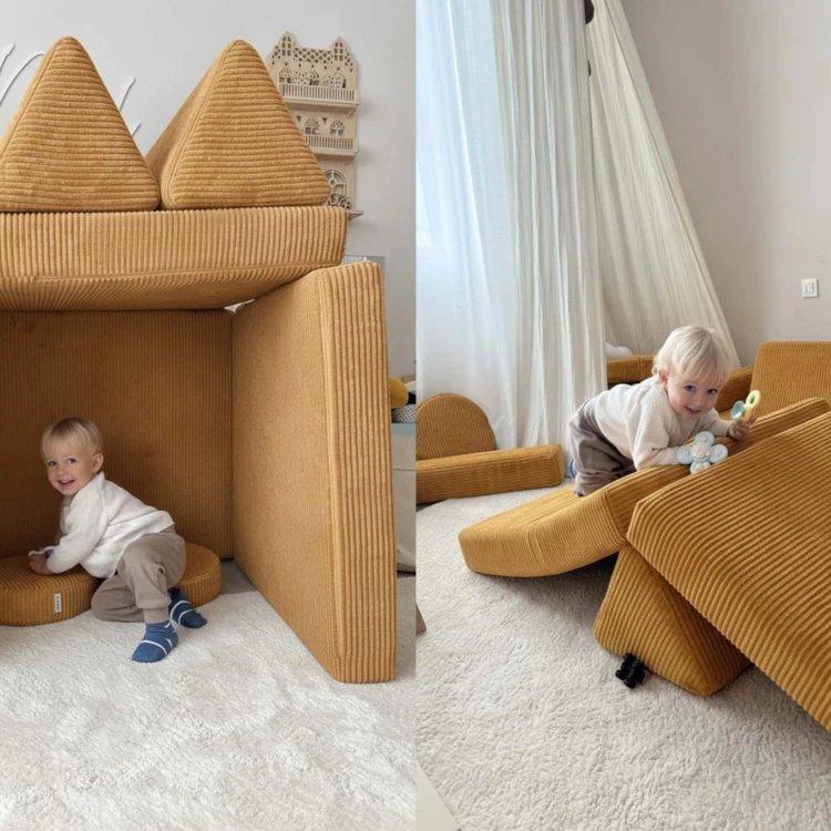 Modułowa sofa do pokoju dziecka plac zabaw Pure CORDUROY Honey