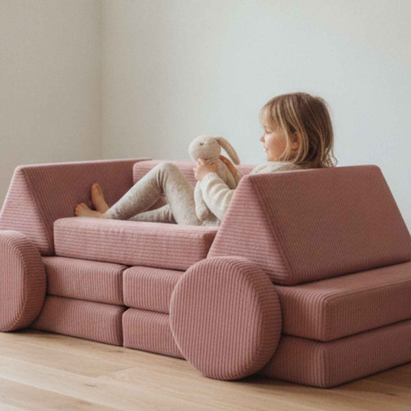 Modułowa sofa do pokoju dziecka plac zabaw Pure CORDUROY Rose