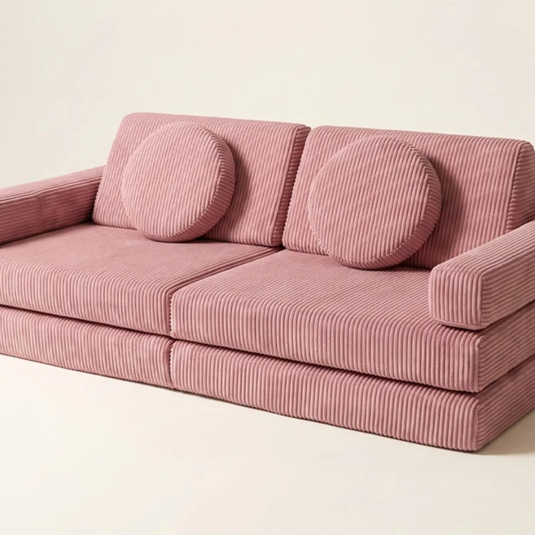 Modułowa sofa do pokoju dziecka plac zabaw Pure CORDUROY Rose