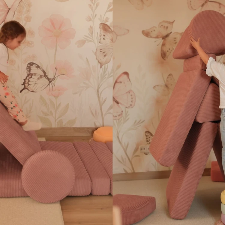 Modułowa sofa do pokoju dziecka plac zabaw Pure CORDUROY Rose