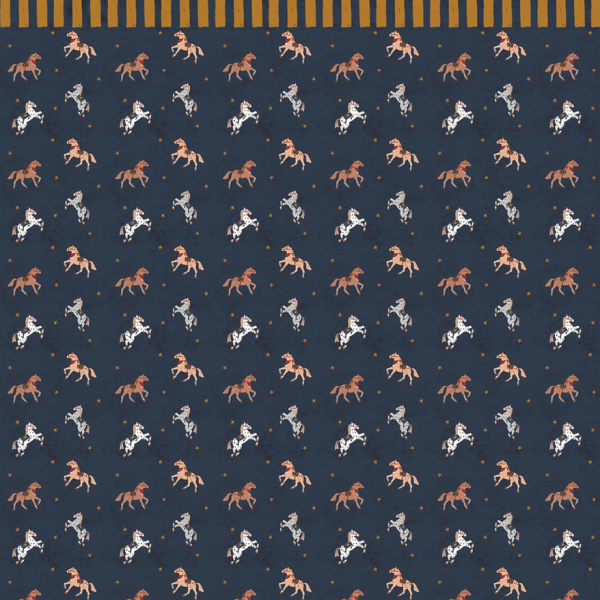 Tapeta do pokoju dla dziecka Spanish horses with border yellow