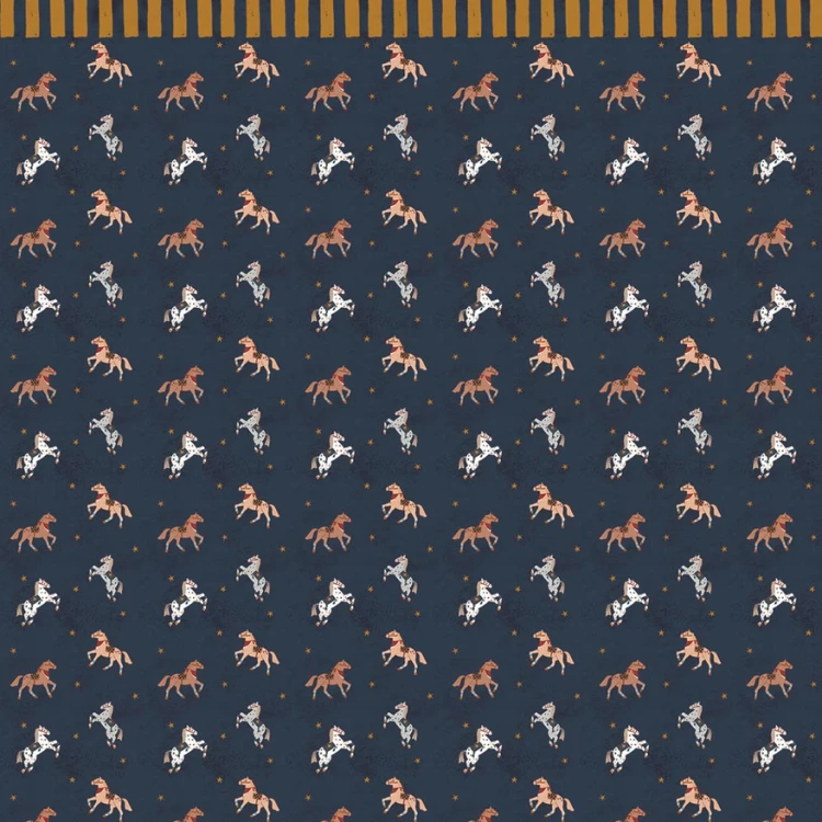 Tapeta do pokoju dla dziecka Spanish horses with border yellow