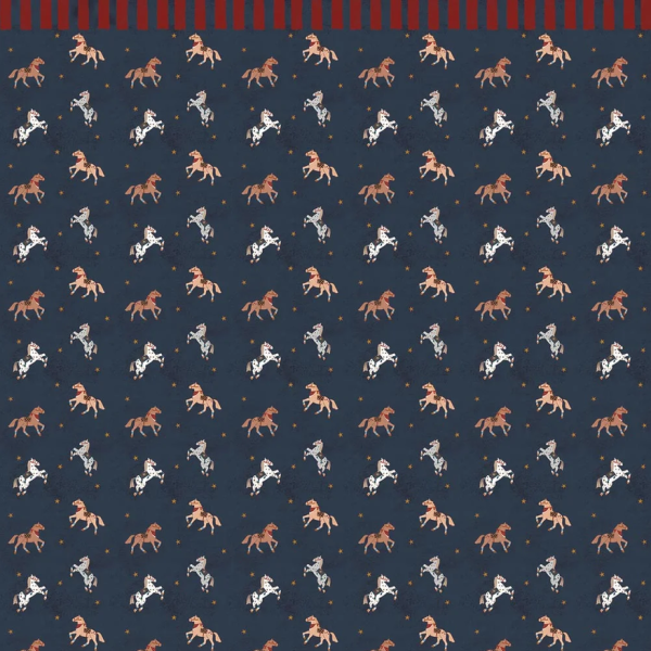 Tapeta do pokoju dla dziecka Spanish horses with border red
