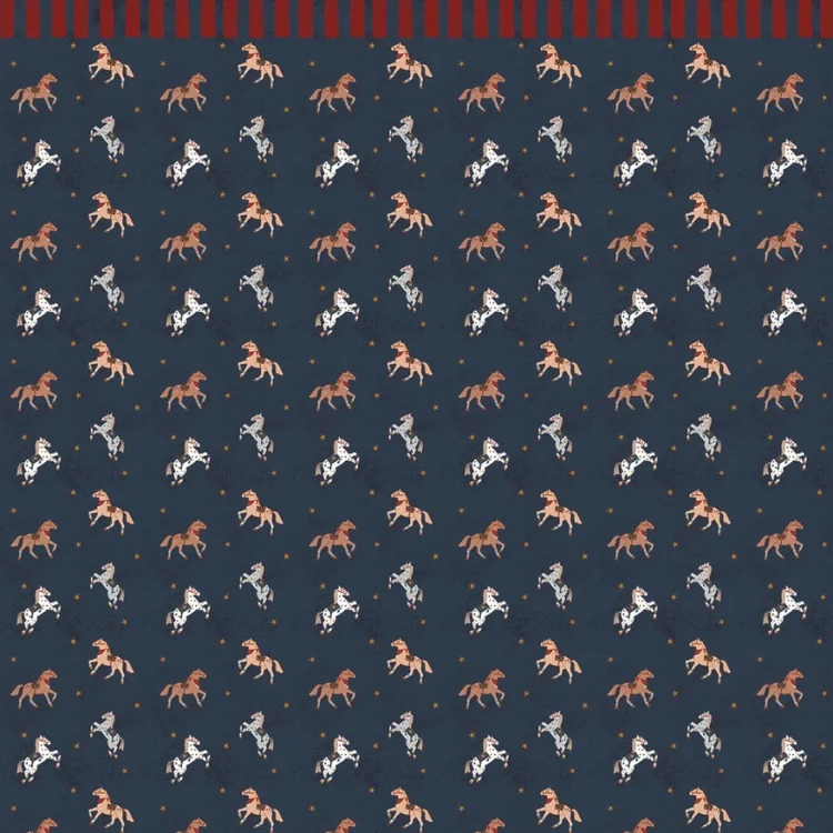 Tapeta do pokoju dla dziecka Spanish horses with border red