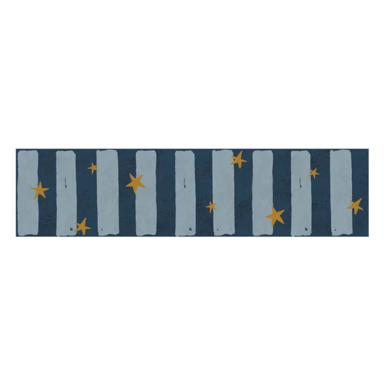 Pas tapetowy do pokoju dziecka Border Spanish stripes Blue with stars 100x25cm