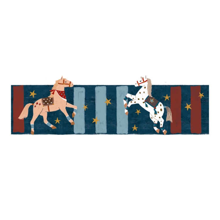 Pas tapetowy do pokoju dziecka Border Horses and stars 100x28cm