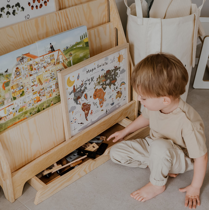 Biblioteczka Montessori dla dzieci MIA M naturalna-sosnowa