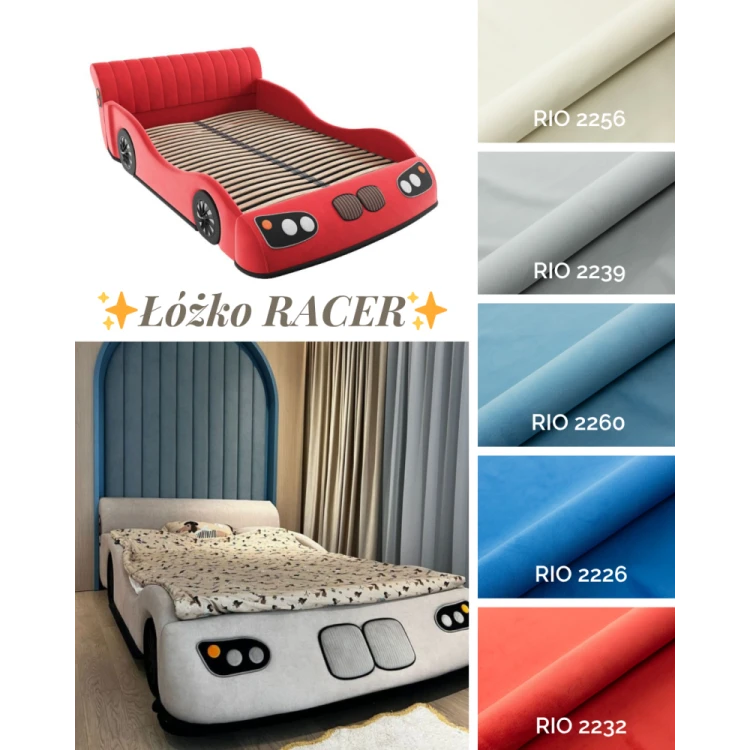 Tapicerowane łóżko dla dzieci Auto Racer w kształcie auta