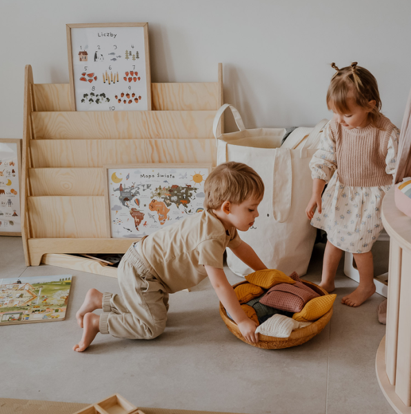 Biblioteczka Montessori dla dzieci MIA L naturalna-sosnowa
