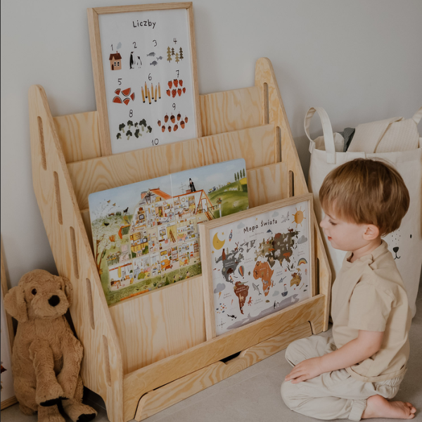 Biblioteczka Montessori dla dzieci MIA L naturalna