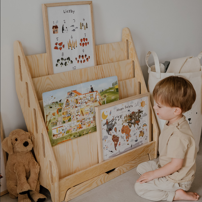 Biblioteczka Montessori dla dzieci MIA L naturalna