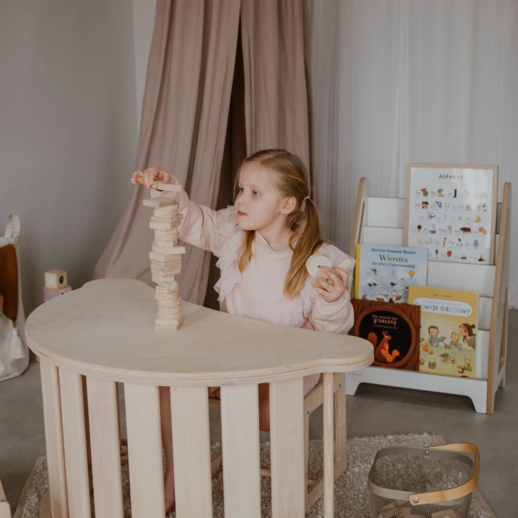 Biblioteczka Montessori dla dzieci MIA M biały bok