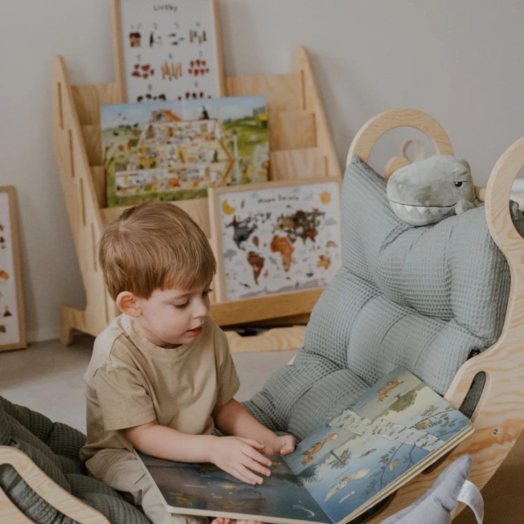 Biblioteczka Montessori dla dzieci MIA L biały bok