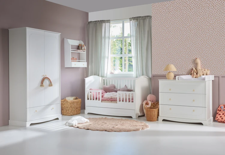 Łóżeczko niemowlęce Bellamy Royal Timeless 70x140 cm z szufladą białe
