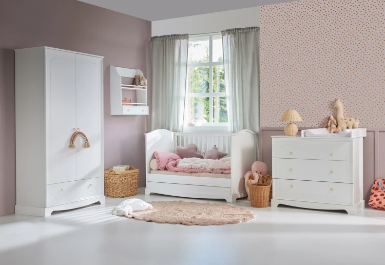 Łóżeczko niemowlęce Bellamy Royal Timeless 70x140 cm z szufladą białe