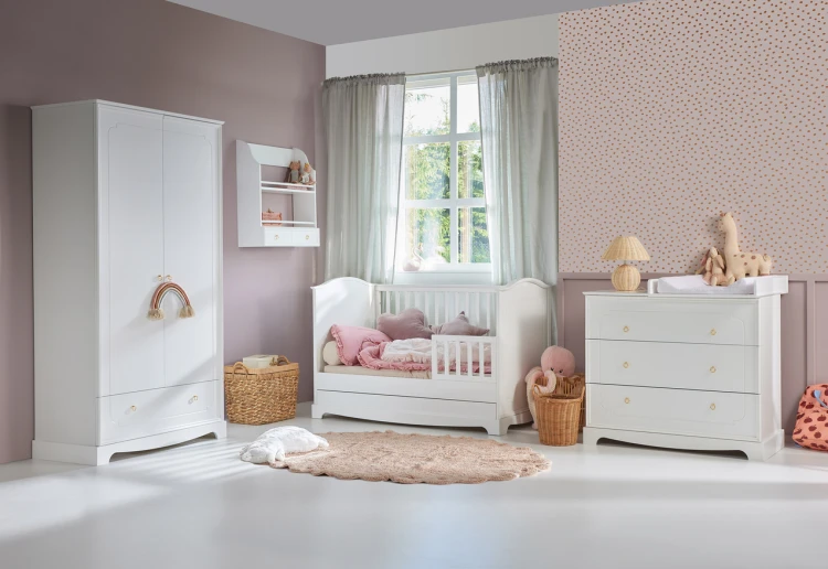 Łóżeczko niemowlęce Bellamy Royal Timeless 70x140 cm z szufladą białe