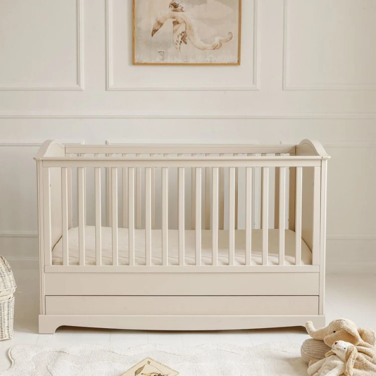 Łóżeczko niemowlęce Bellamy Royal Timeless 70x140 cm z szufladą latte