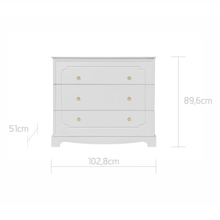 Komoda 3-szufladowa Bellamy Royal timeless latte wwymiary