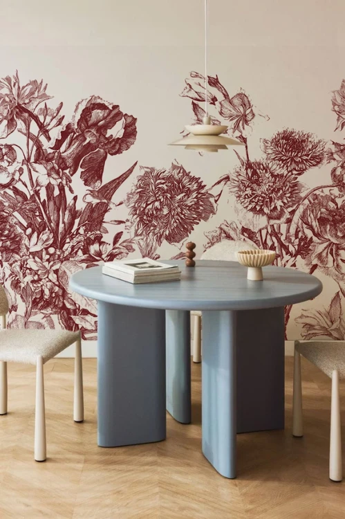 Tapeta do pokoju dziecięcego Mural Holenderski bukiet bordo