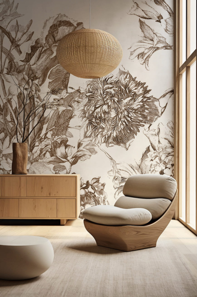 Tapeta do pokoju dziecięcego Mural Holenderski bukiet brown