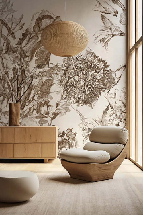 Tapeta do pokoju dziecięcego Mural Holenderski bukiet brown