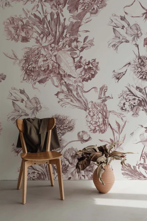 Tapeta do pokoju dziecięcego Mural Holenderski bukiet pink