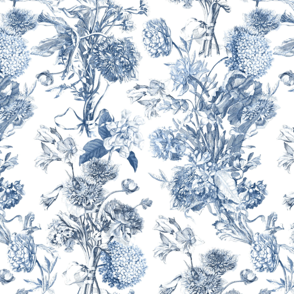 Tapeta do pokoju dziecięcego Mural Holenderski bukiet blue