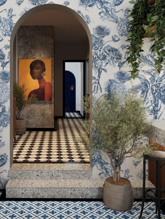 Tapeta do pokoju dziecięcego Mural Holenderski bukiet blue