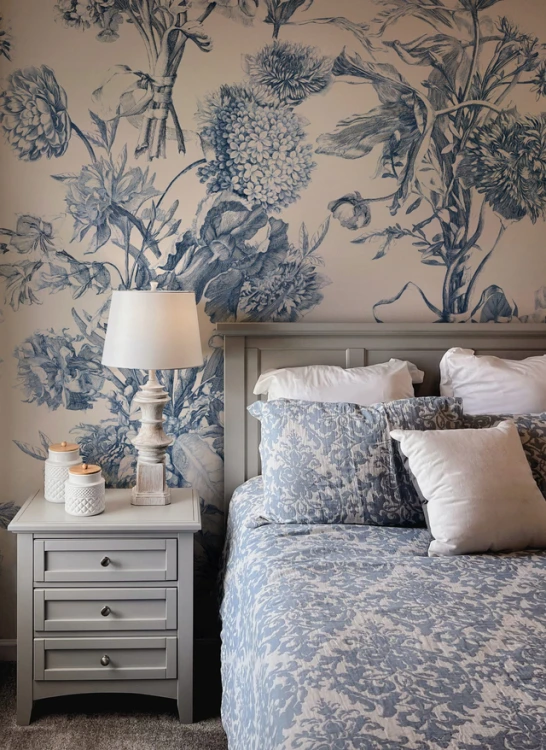Tapeta do pokoju dziecięcego Mural Holenderski bukiet blue