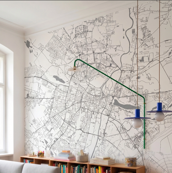 Tapeta do pokoju dziecięcego mapa Twojego miasta szara