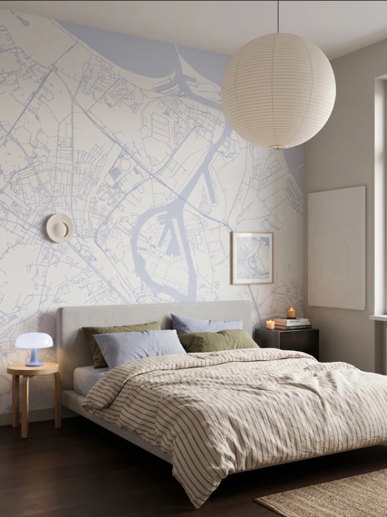 Tapeta do pokoju dziecięcego mapa Twojego miasta blue