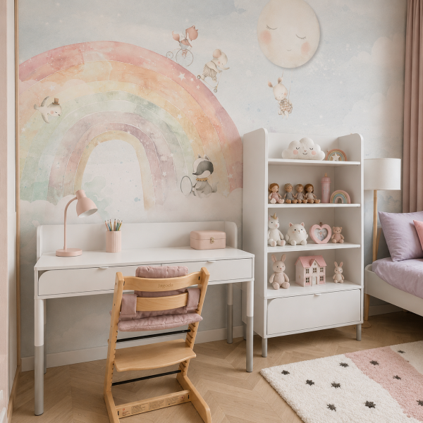 Minimalistyczne biurko dziecięce Harmony z naturalnego drewna