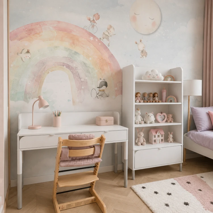 Minimalistyczne biurko dziecięce Harmony z naturalnego drewna