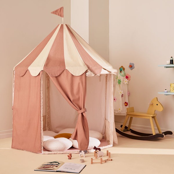 KID'S CONCEPT namiot pawilon w paski Dusty Brown dla dzieci z bawełny organicznej GOTS