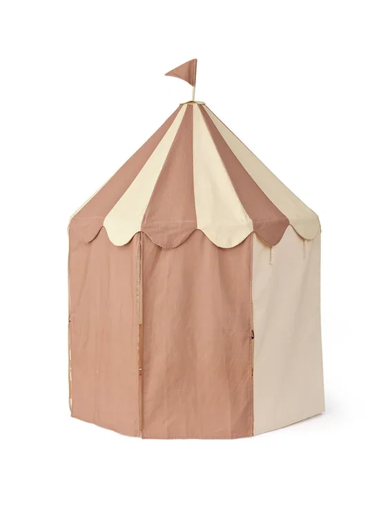 KID'S CONCEPT namiot pawilon w paski Dusty Brown dla dzieci z bawełny organicznej GOTS