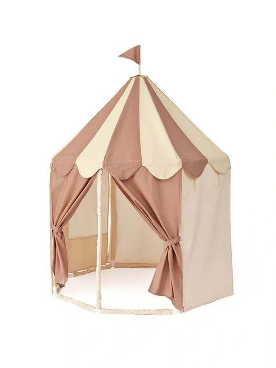 KID'S CONCEPT namiot pawilon w paski Dusty Brown dla dzieci z bawełny organicznej GOTS