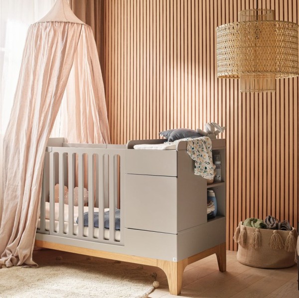 Łóżeczko UP! szare 70x120 z przewijakiem i funkcją łóżka 70x160