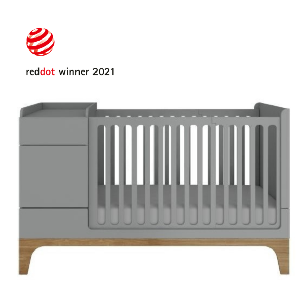Łóżeczko UP! szare 70x120 z przewijakiem i funkcją łóżka 70x160