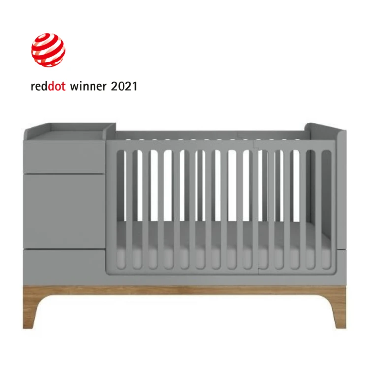 Łóżeczko UP! szare 70x120 z przewijakiem i funkcją łóżka 70x160