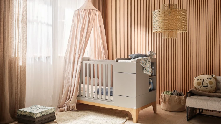 Łóżeczko UP! szare 70x120 z przewijakiem i funkcją łóżka 70x160