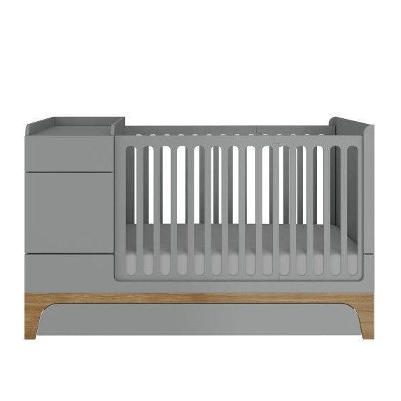 Łóżeczko UP! szare 70x120 z przewijakiem i funkcją łóżka 70x160