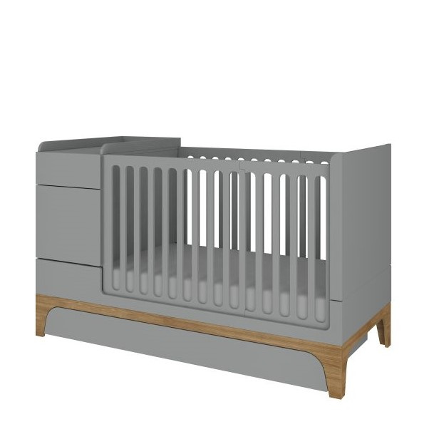 Łóżeczko UP! szare 70x120 z przewijakiem i funkcją łóżka 70x160