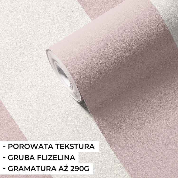 Tapeta do pokoju dziecka pasy pudrowy róż duże